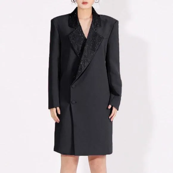 Miley Sequin Shawl Neck Single-breasted Overcoat