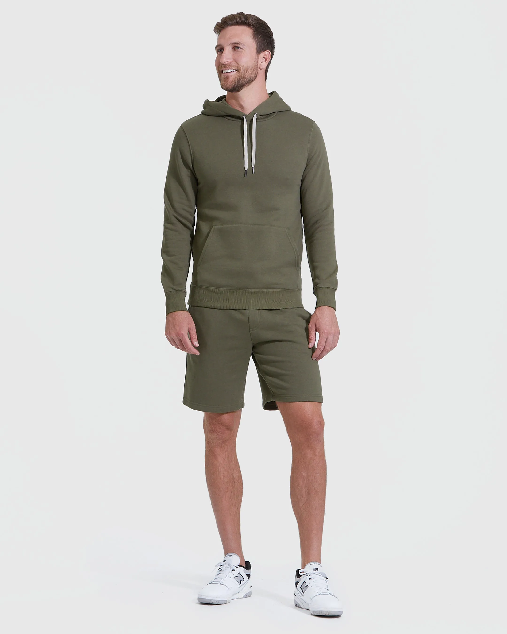 Military Green Fleece French Terry Pullover Hoodie