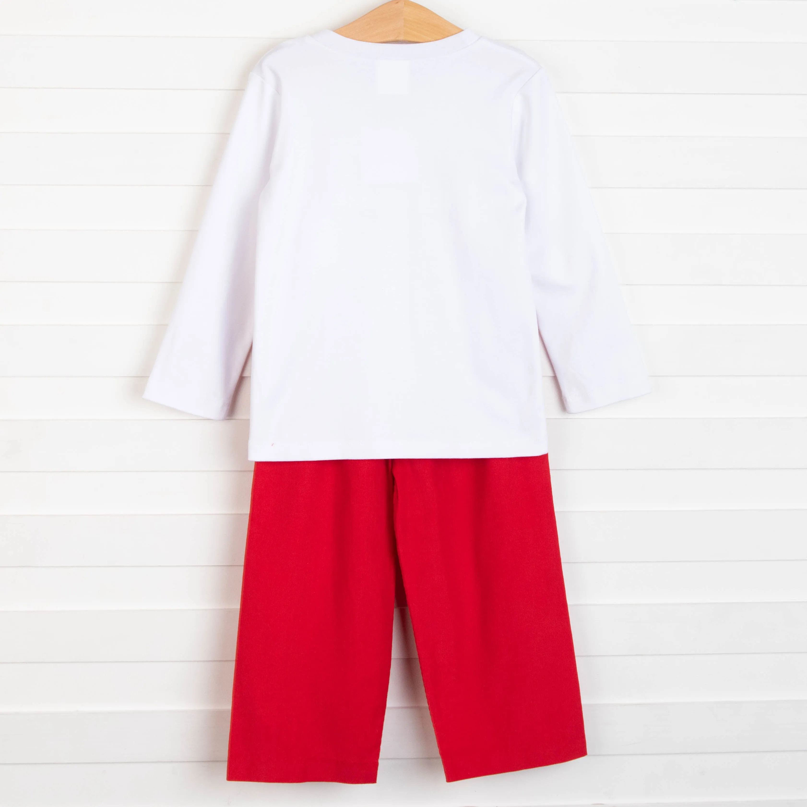 Milk And Cookies Smocked Pant Set, Red