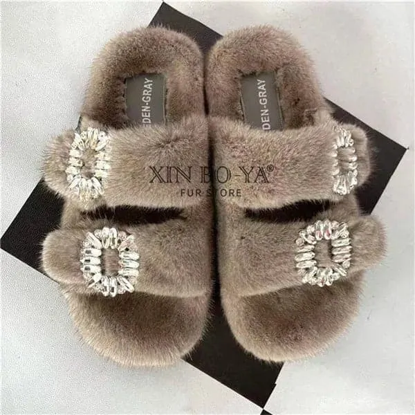 Mink Fur Slippers - Cozy Winter Shoes for Women | Flat and Fur-Feal Design