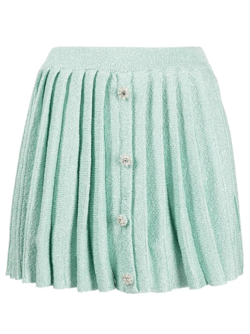 Mint Sequin Pleated Knit Skirt