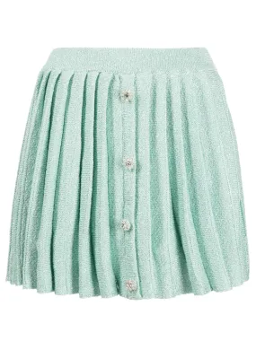 Mint Sequin Pleated Knit Skirt