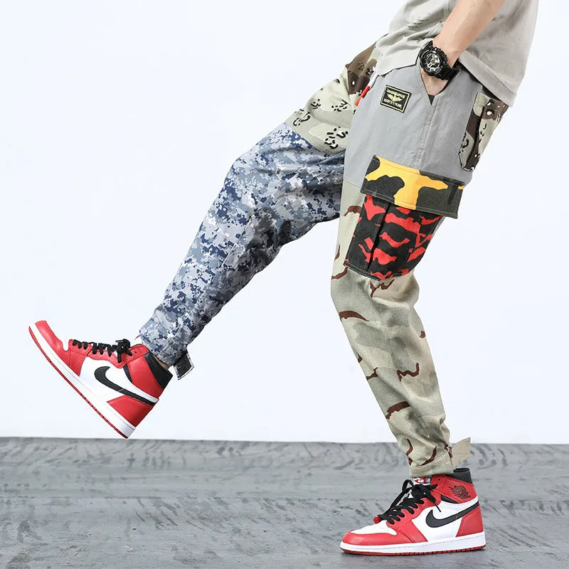 Mix Camouflage Pattern Patchwork Tactical Style Men Cargo Pants