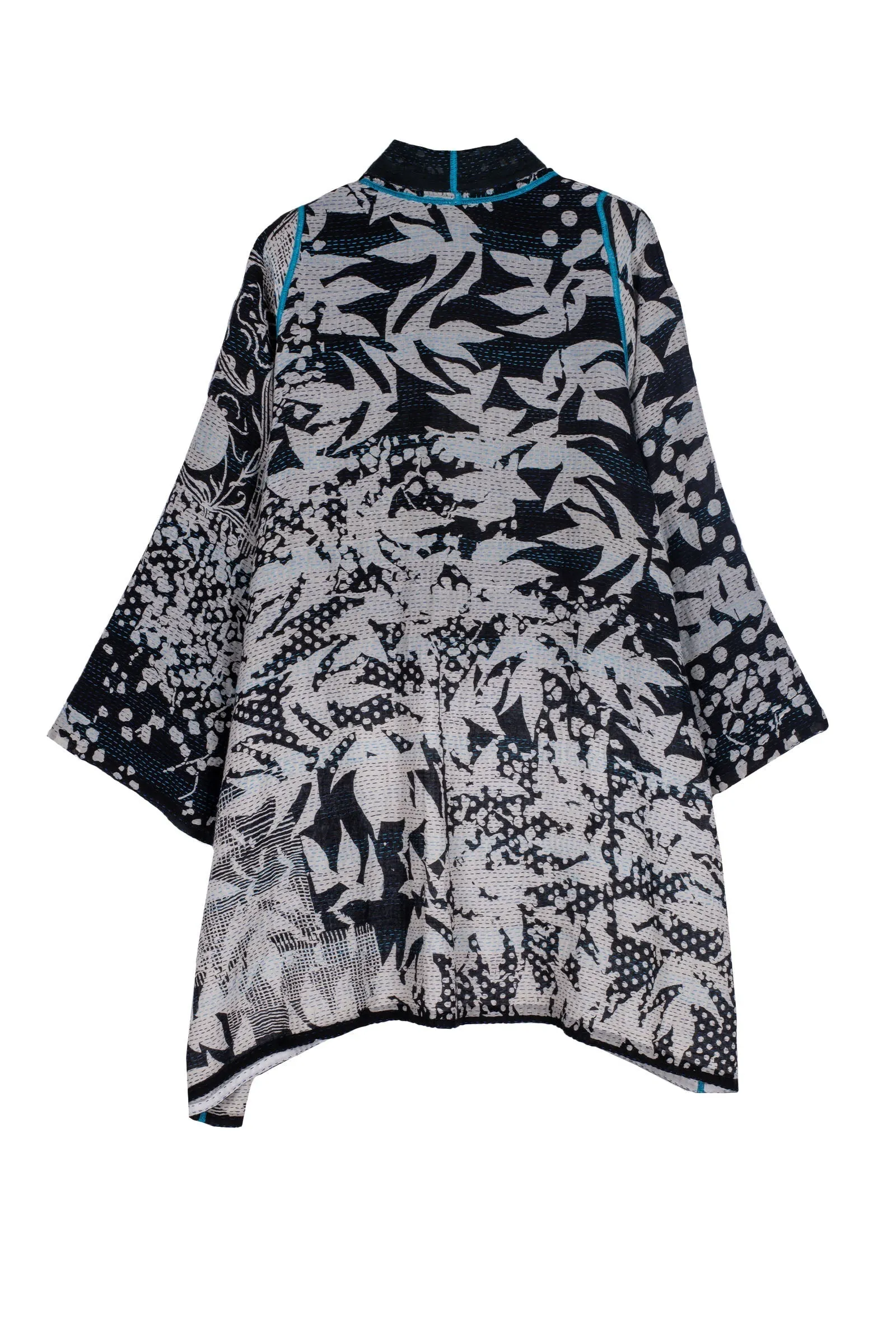 MONOTONE TWILIGHT PRINT KANTHA A-LINE JKT - tp2003-blk -