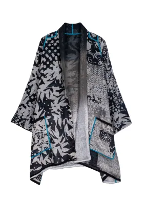 MONOTONE TWILIGHT PRINT KANTHA A-LINE JKT - tp2003-blk -