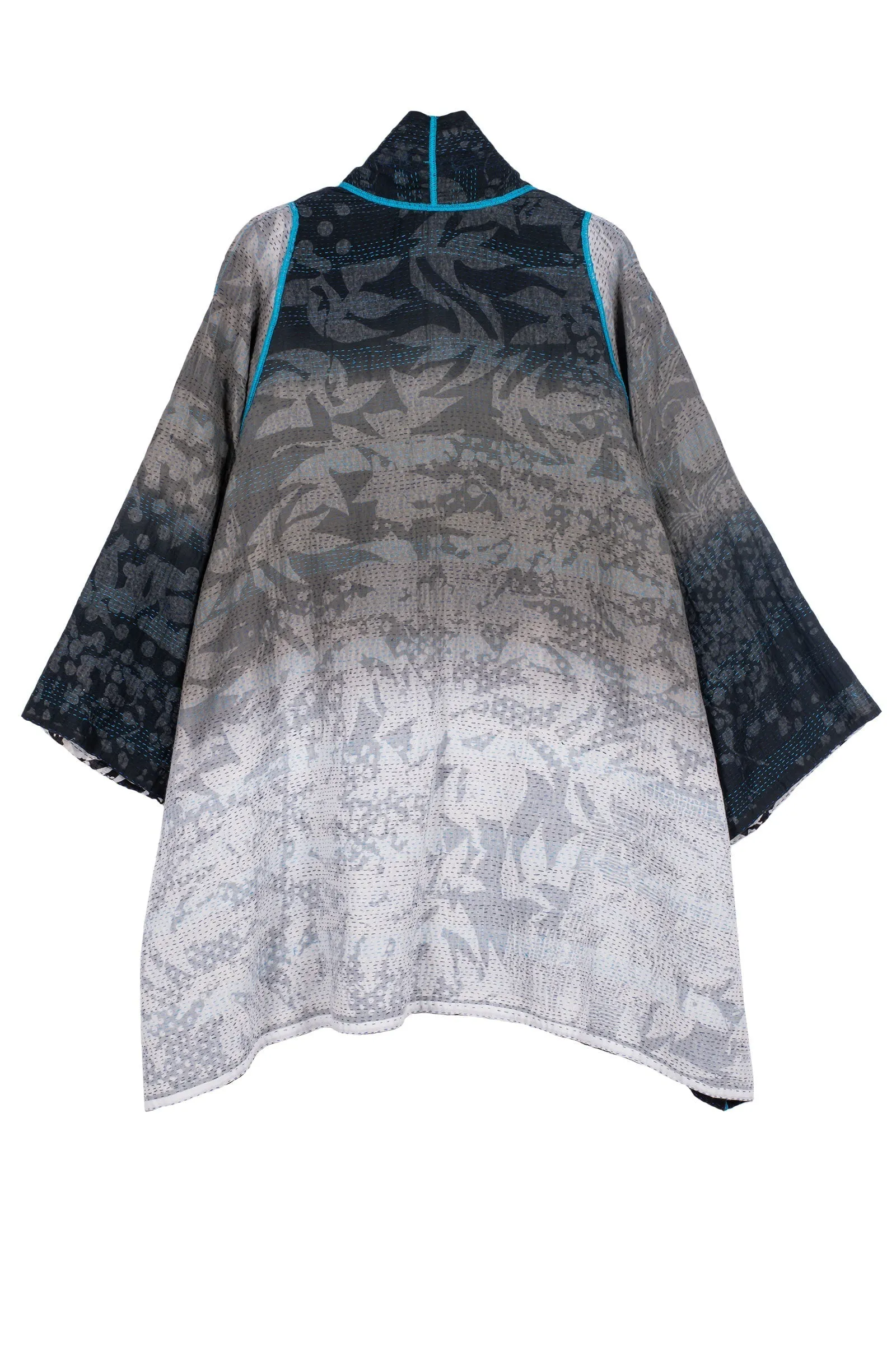 MONOTONE TWILIGHT PRINT KANTHA A-LINE JKT - tp2003-blk -