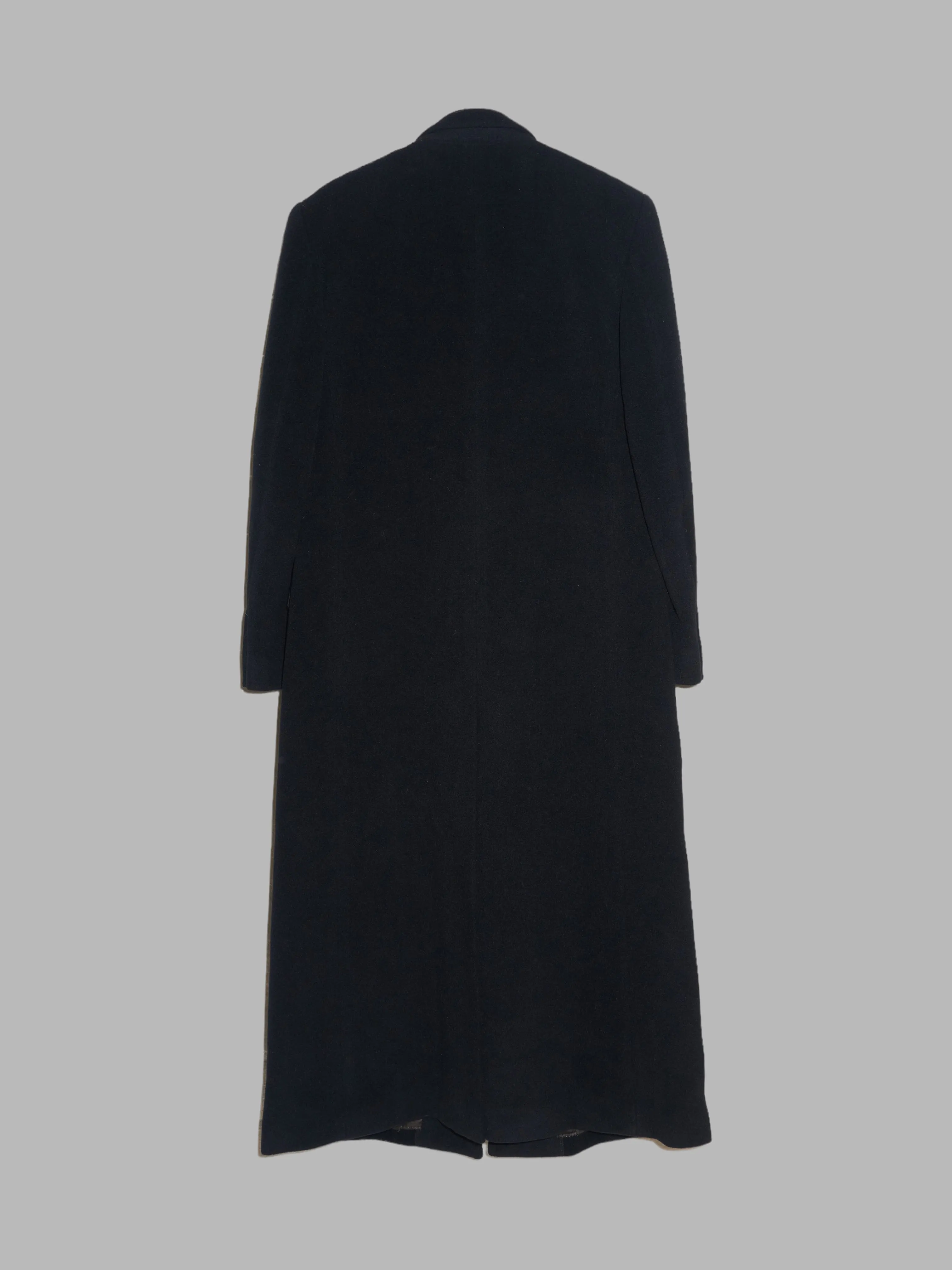 Moschino Normal But Formal 1990s black wool melton four button overcoat - L M