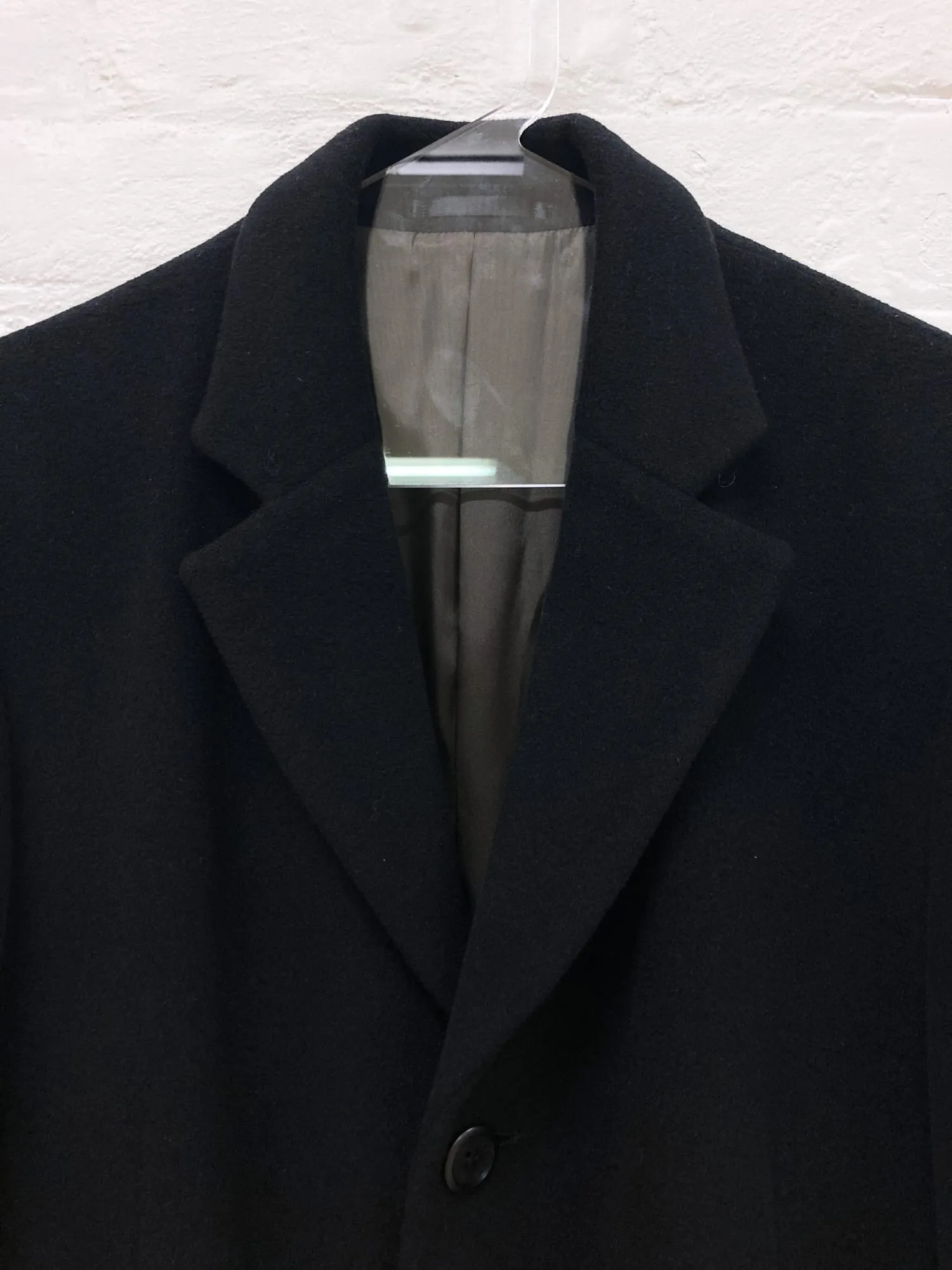 Moschino Normal But Formal 1990s black wool melton four button overcoat - L M