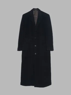 Moschino Normal But Formal 1990s black wool melton four button overcoat - L M