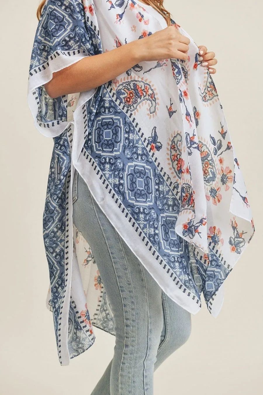 MS0207 Paisley Flower Pattern Beach Summer Kimono