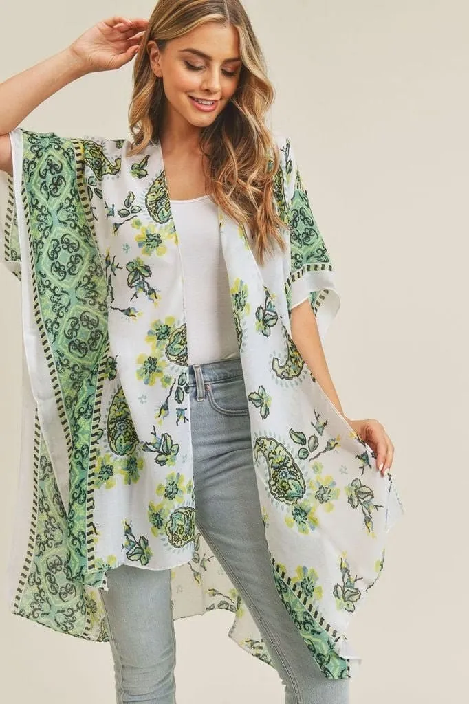 MS0207 Paisley Flower Pattern Beach Summer Kimono