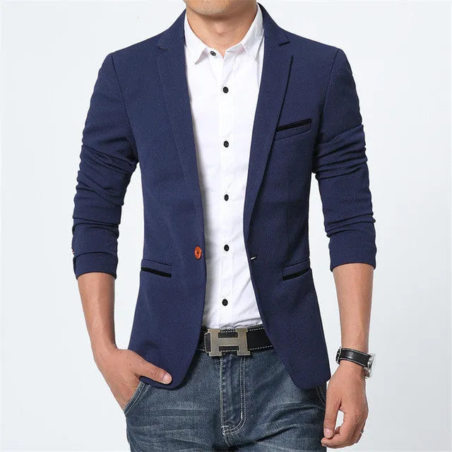 New Spring Autumn thin Casual Men Blazer Cotton Slim