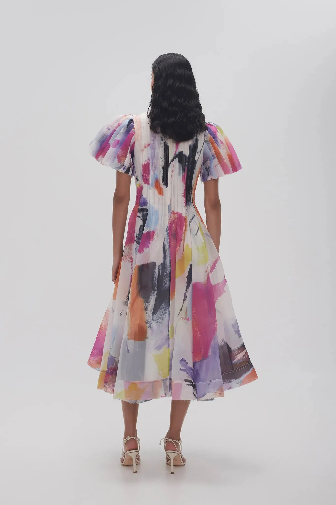 Nova Pleated Midi Abstract Print