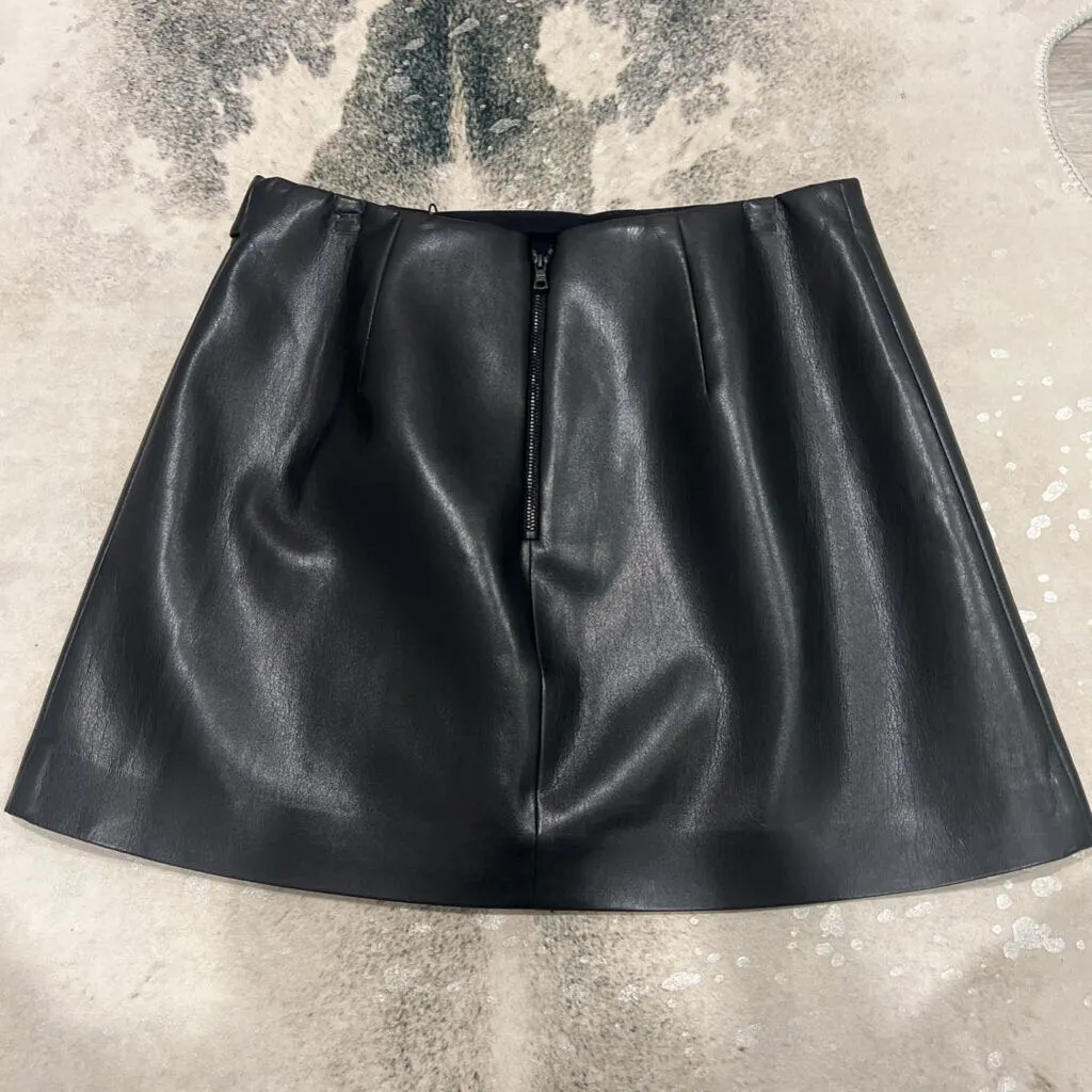 NWT Toni Vegan Leather Asymmetric Pleated Mini Skirt