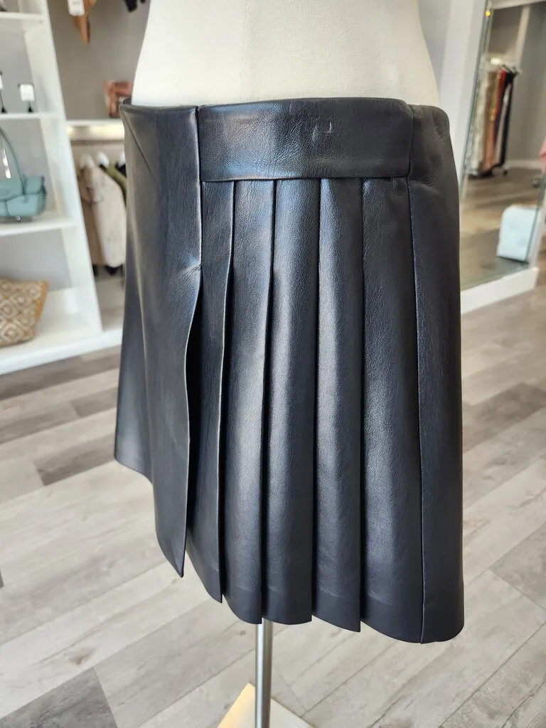 NWT Toni Vegan Leather Asymmetric Pleated Mini Skirt