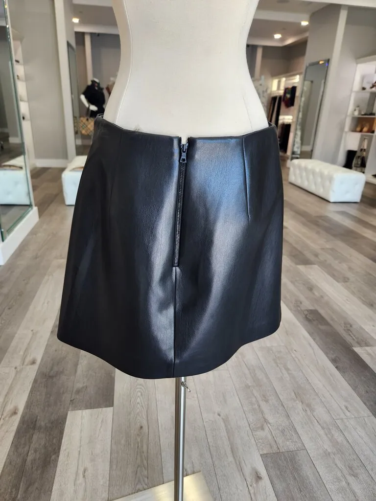 NWT Toni Vegan Leather Asymmetric Pleated Mini Skirt