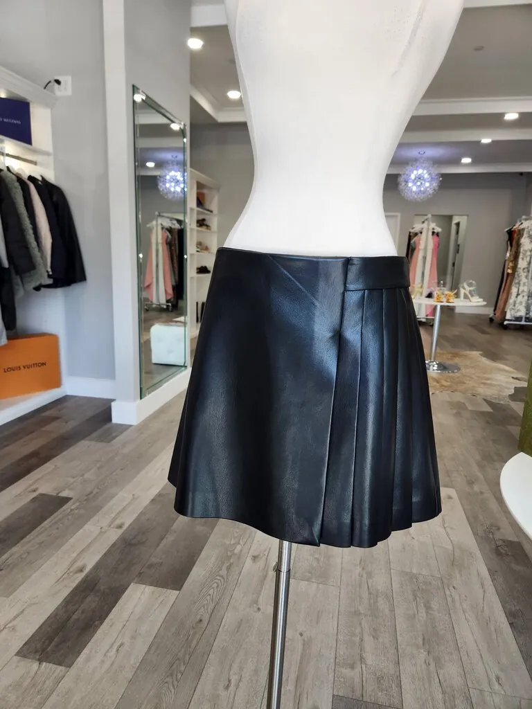 NWT Toni Vegan Leather Asymmetric Pleated Mini Skirt