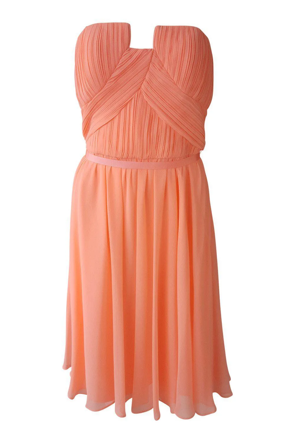 OASIS Neon Peach Pleated Bustier Fit and Flare Dress (UK 12)