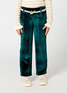 One Friday Solid Green Corduroy Pants