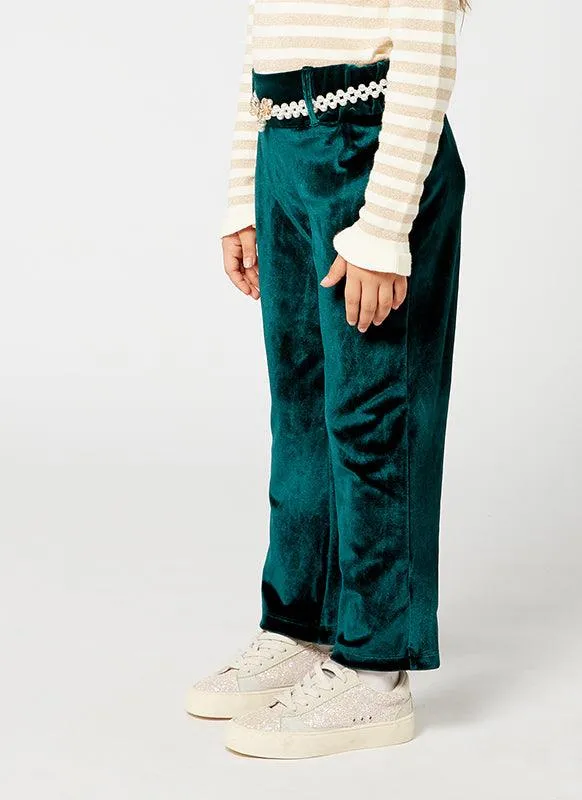 One Friday Solid Green Corduroy Pants