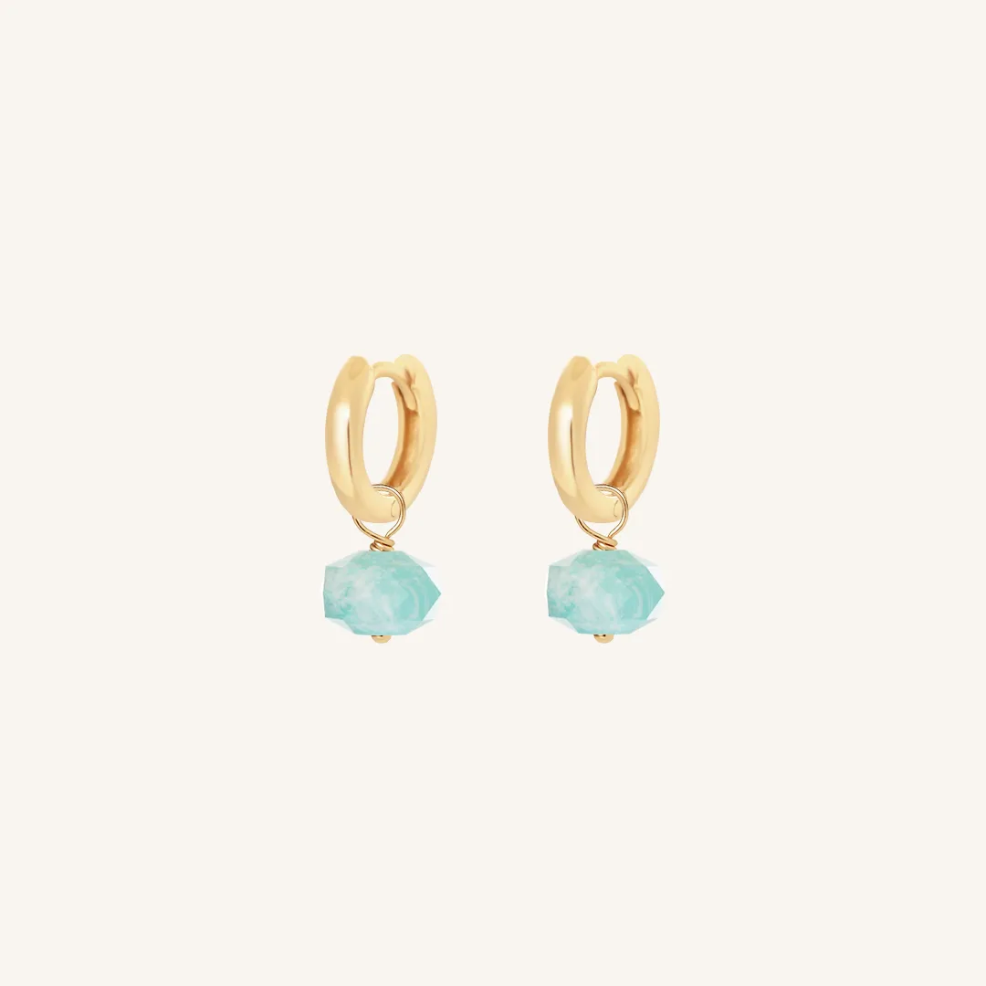 Opulent Amazonite Plain Hoops - Stone of Courage