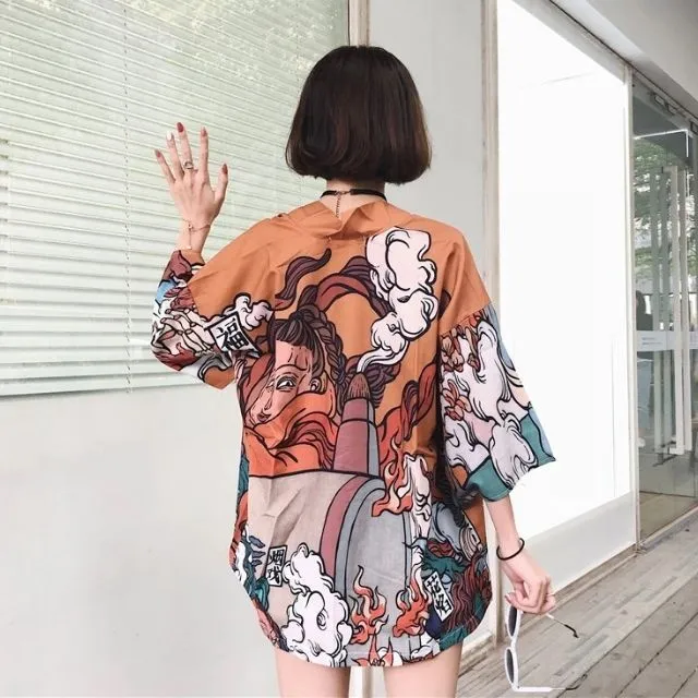 Orange Printed Haori