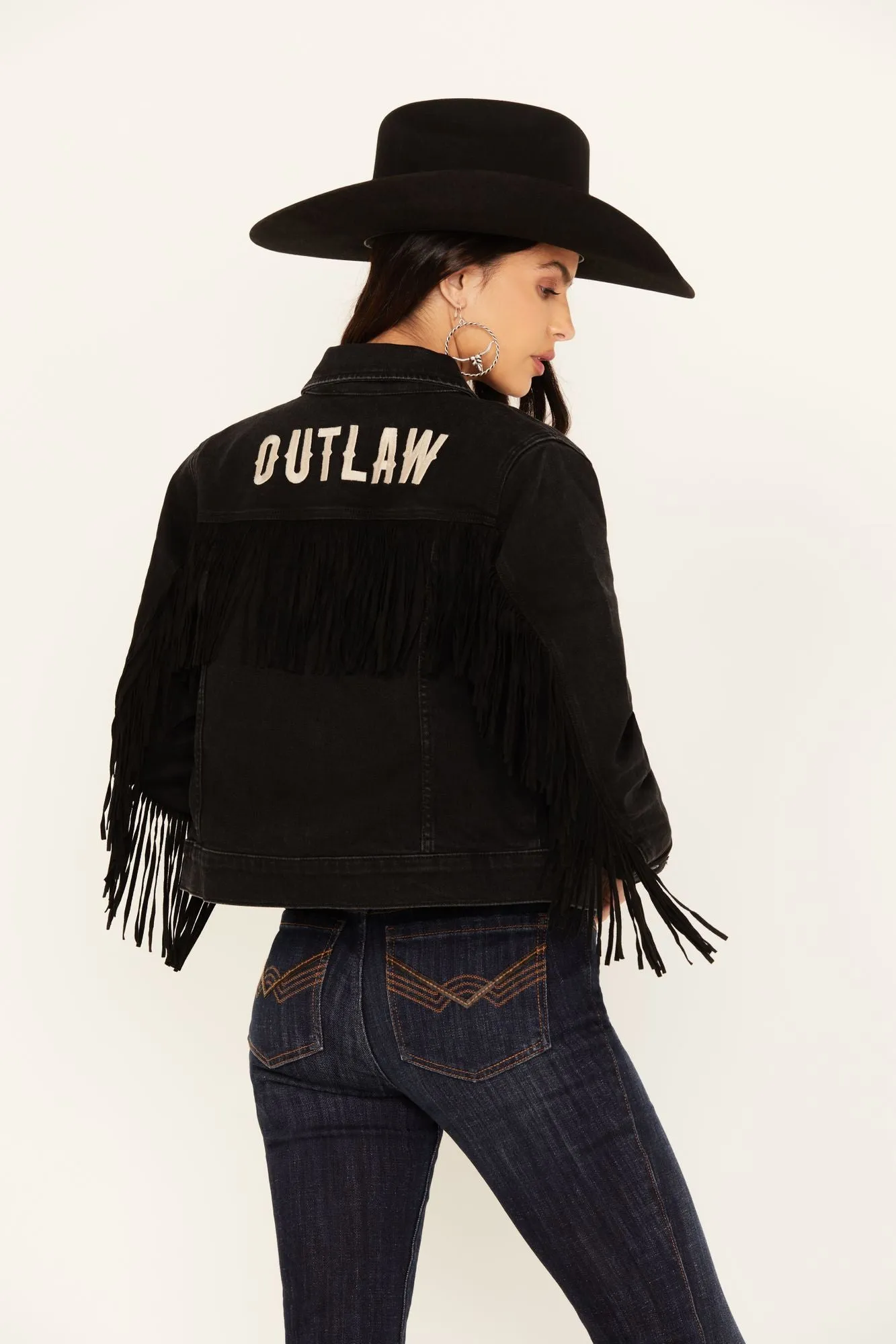 Outlaw Fringe Denim Trucker Jacket