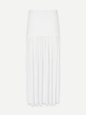 Paige Pleated Chiffon Skirt in Ivory