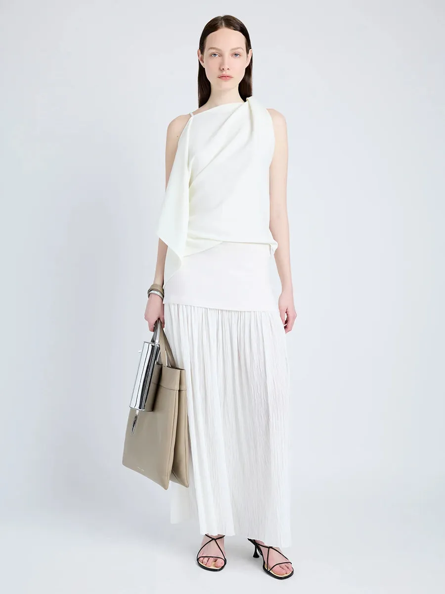 Paige Pleated Chiffon Skirt in Ivory