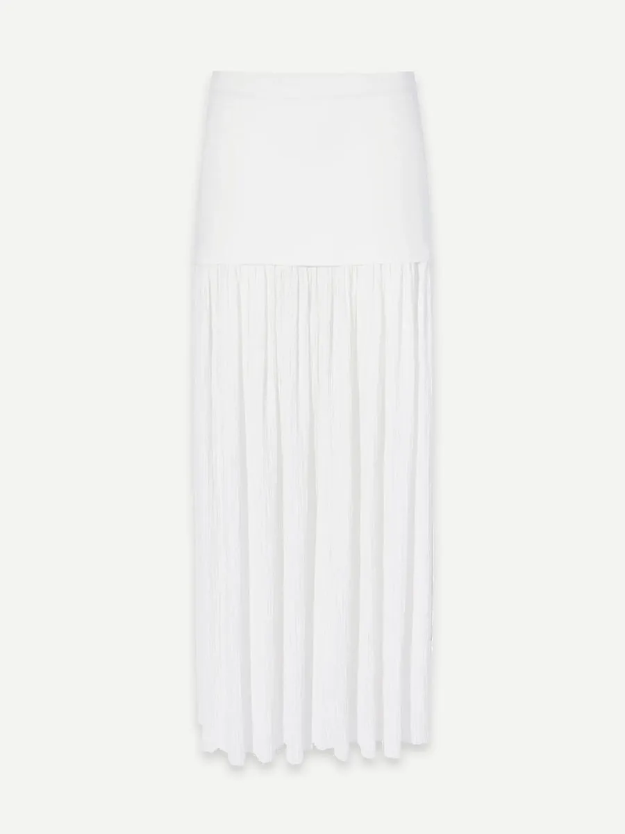 Paige Pleated Chiffon Skirt in Ivory