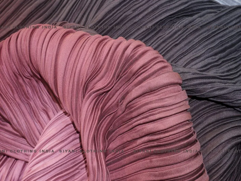 Pink Multi Tone Pleated Satin Georgette Fabric