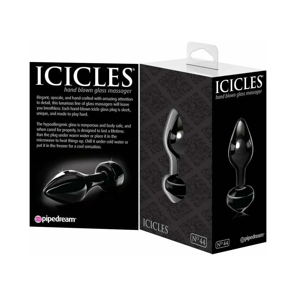 Pipedream Icicles No. 44 Glass Anal Plug 3.25 in. Black