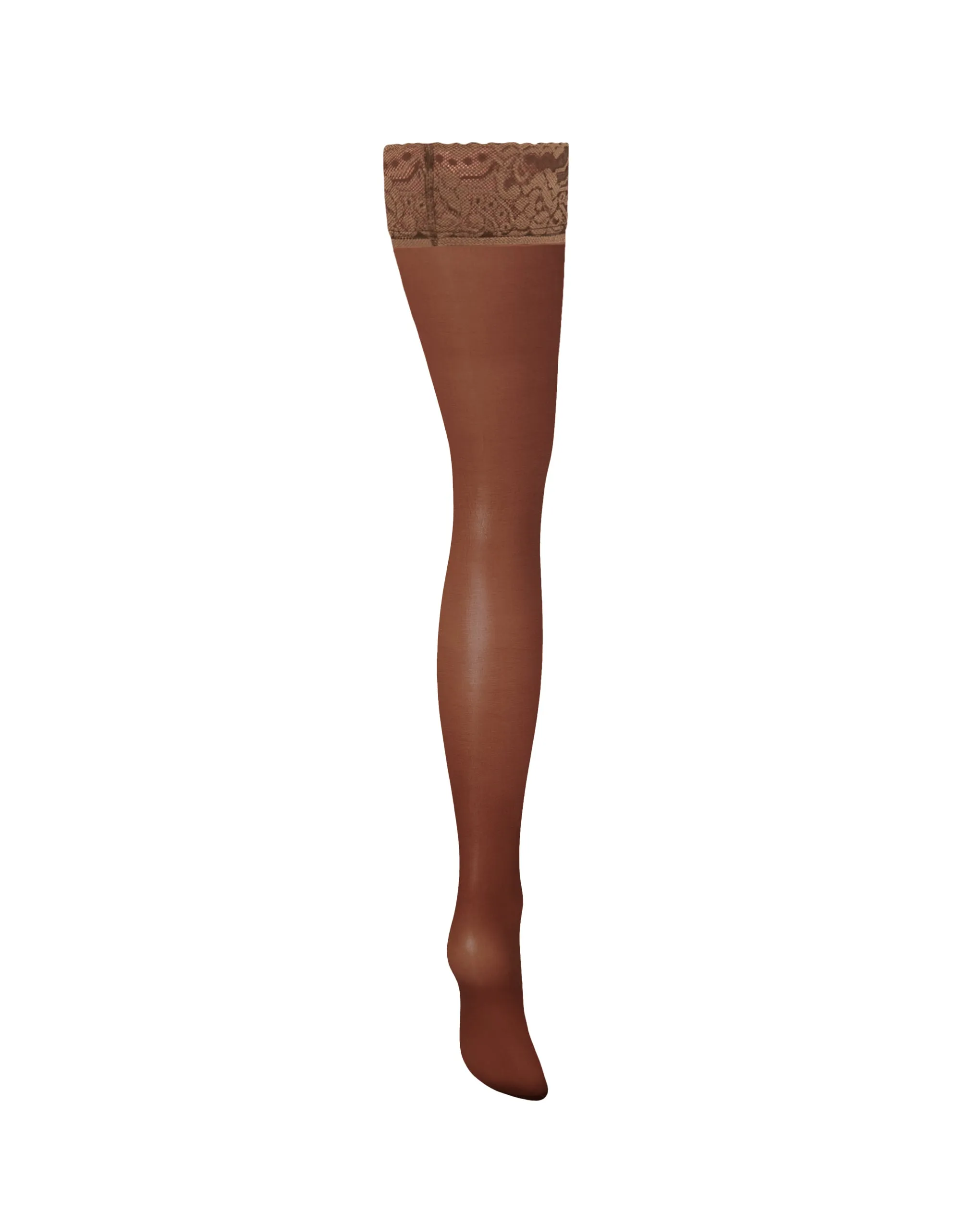 Plain Leg/Lace Top Hold Ups Berry