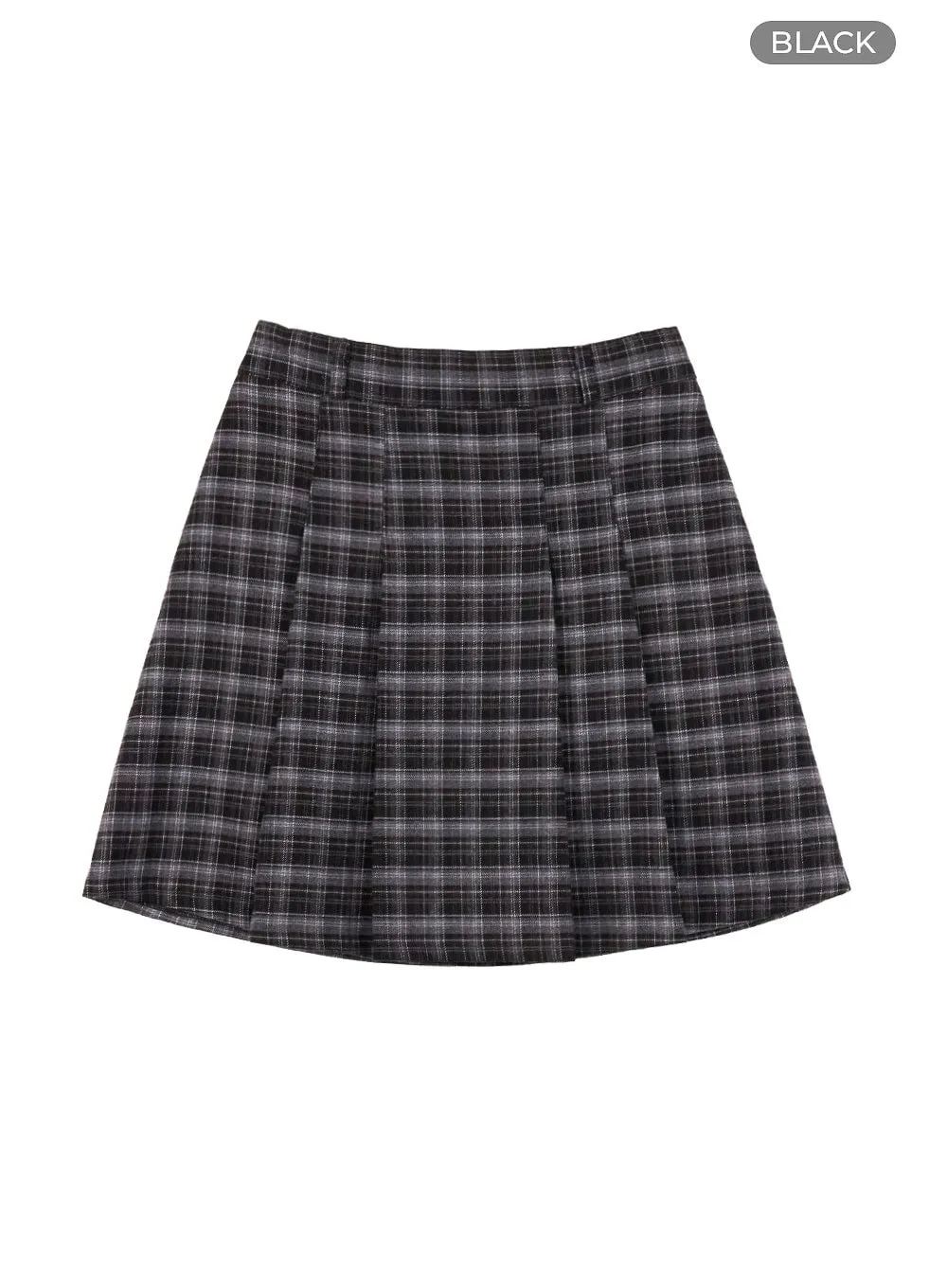 Pleated Check Mini Skirt OS423