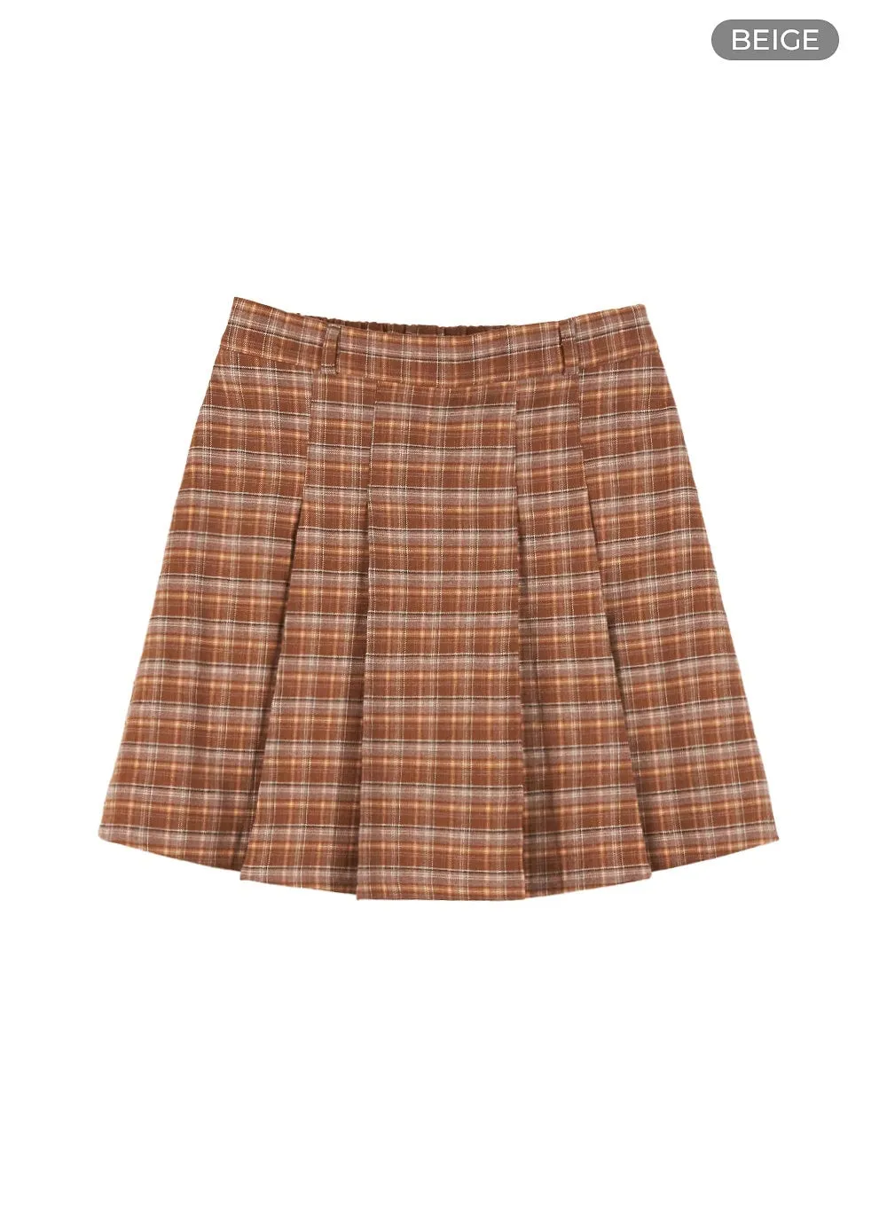 Pleated Check Mini Skirt OS423