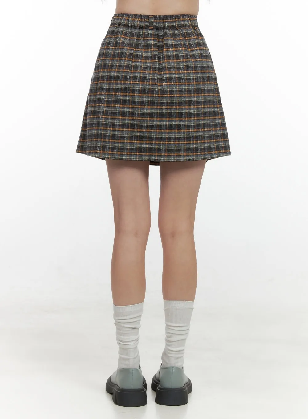 Pleated Check Mini Skirt OS423