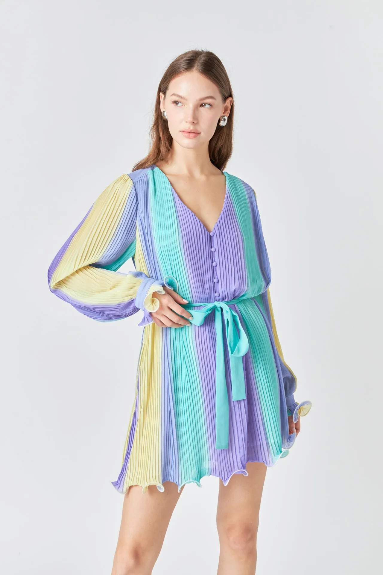 Pleated Mini Dress