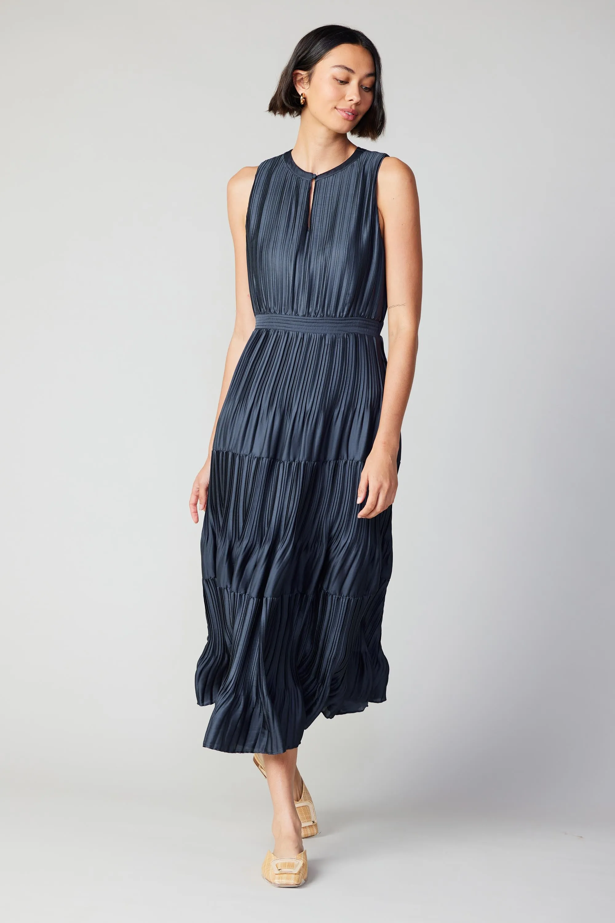 Pleated Sleeveless Maxi Dress