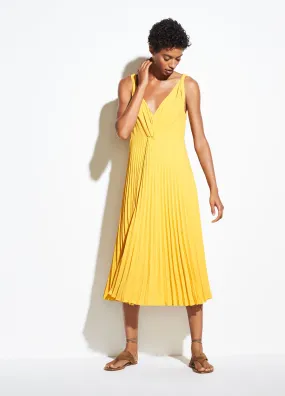 Pleated Twist Front Dress in Limonata