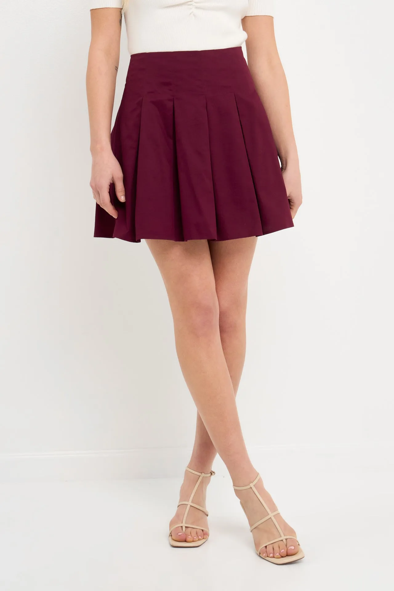 Pleated Waist Mini Skirt