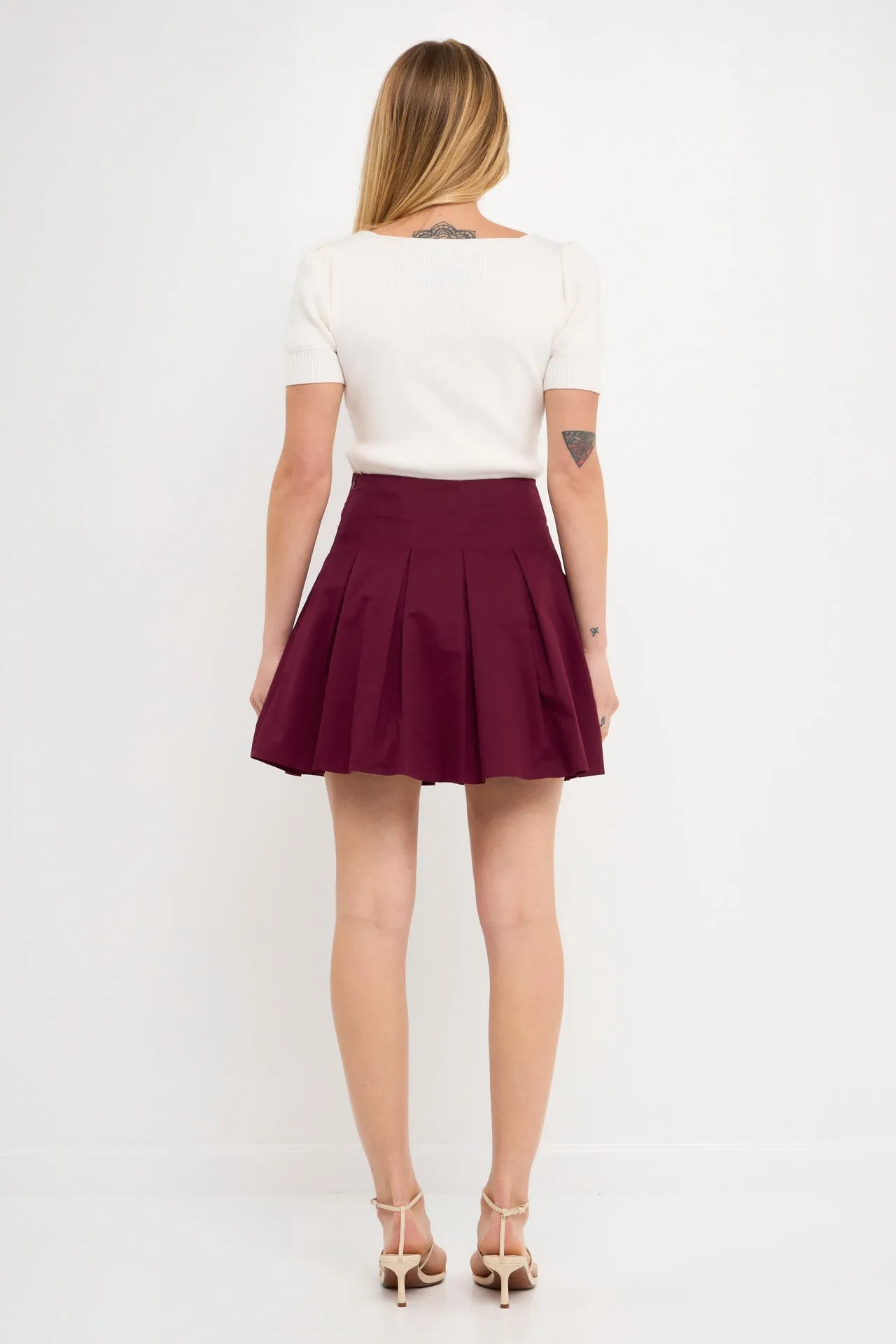 Pleated Waist Mini Skirt