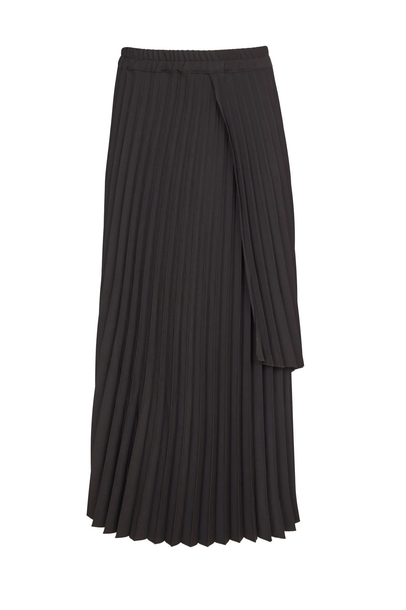 Pleated Wrap Skirt in Black