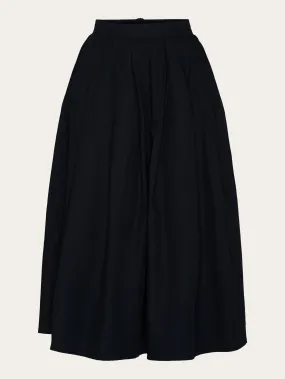 Poplin pleated mid-length skirt - Black Jet