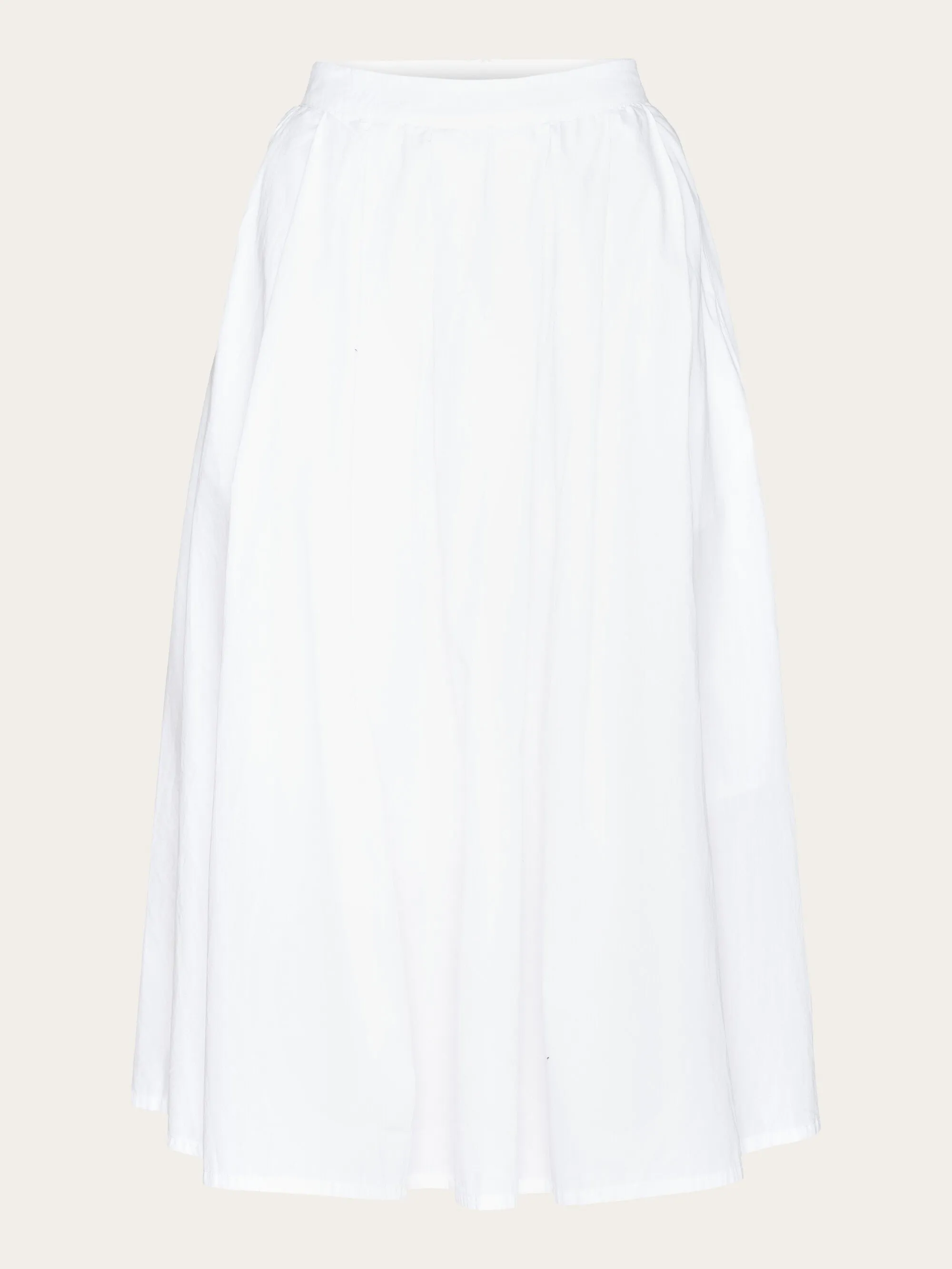 Poplin pleated mid-length skirt - Bright White