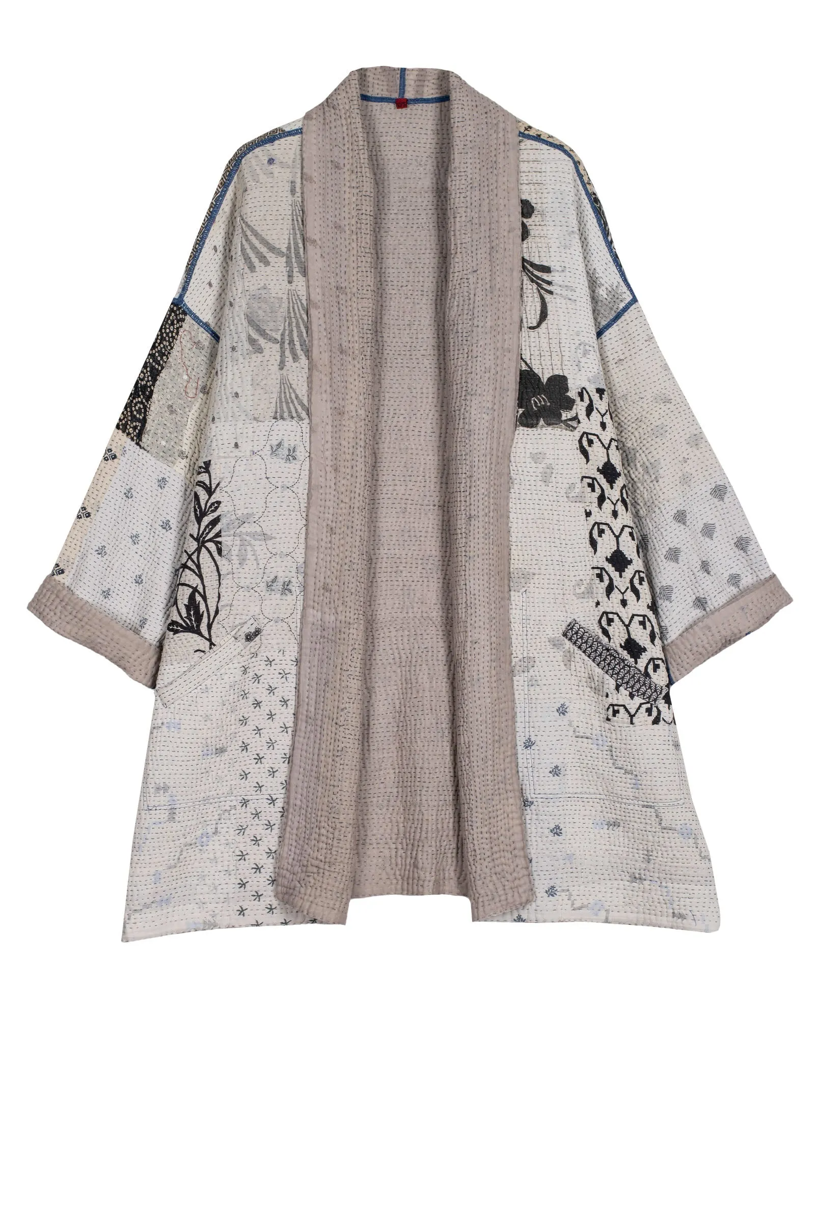 POWDER PATCH KANTHA HAORI JACKET - pd4068-gry -