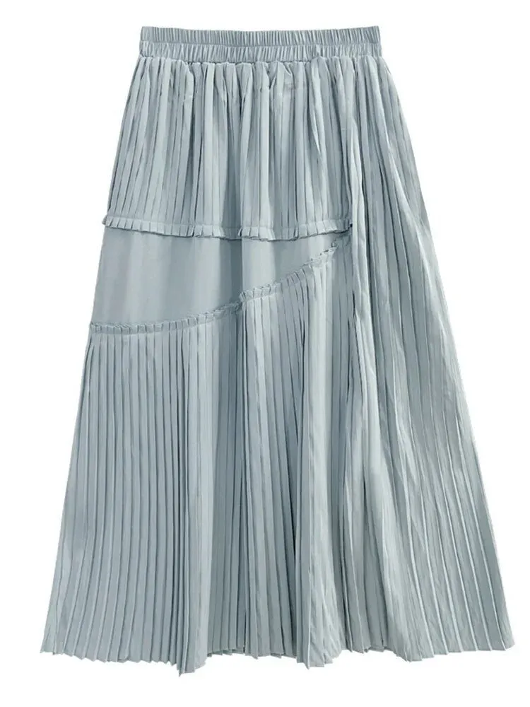 Pre Order:  Stretch Waist Mid-Calf Pleated Skirt