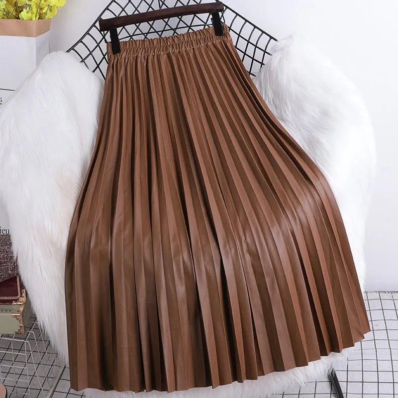 Pre Order:  Vegan Leather Pleated Skirt