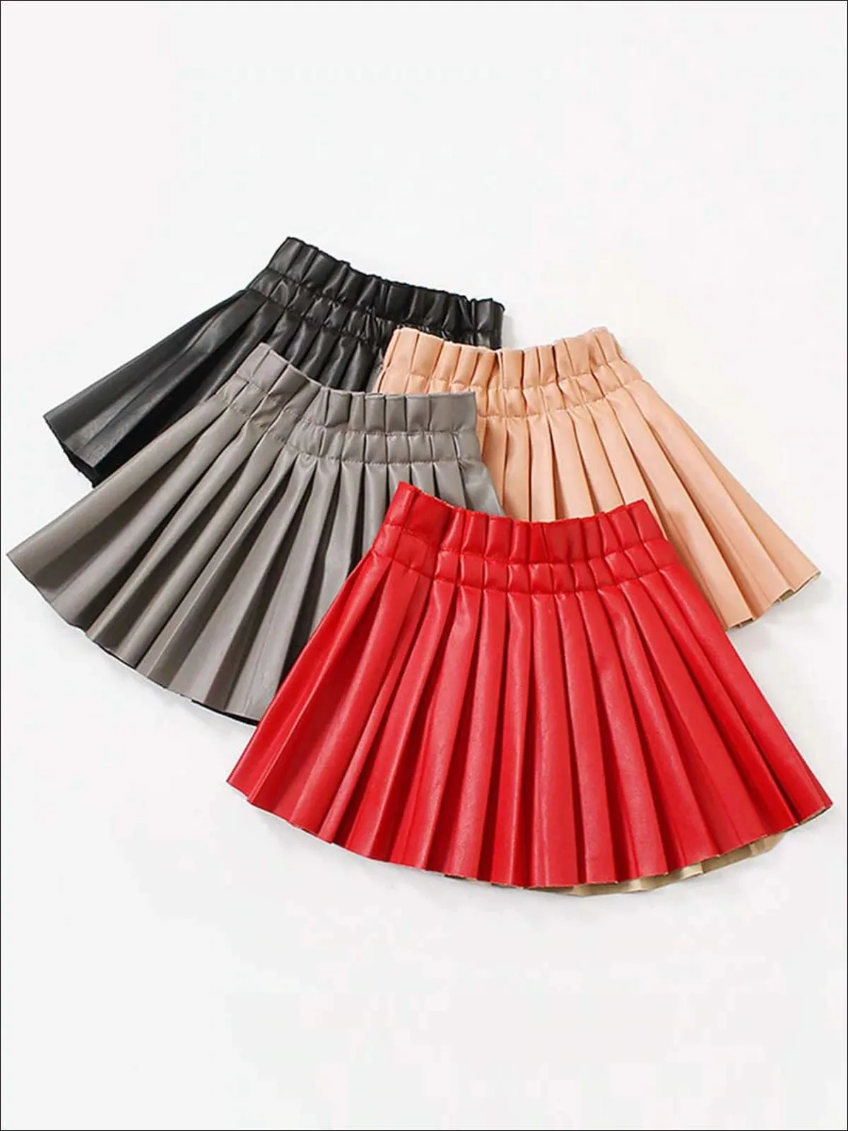 Preppy Vegan Leather Pleated Skirt