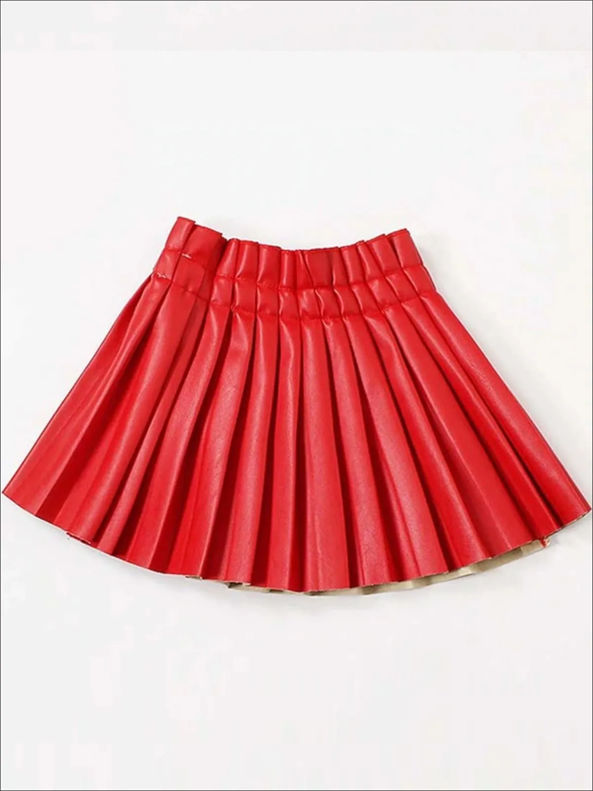 Preppy Vegan Leather Pleated Skirt