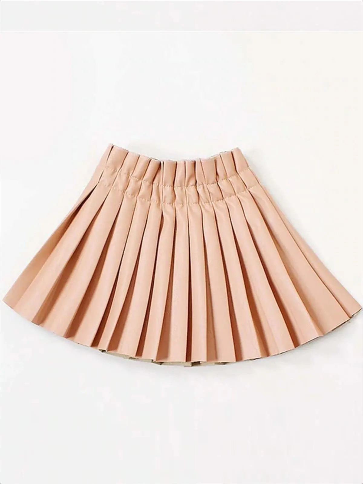 Preppy Vegan Leather Pleated Skirt